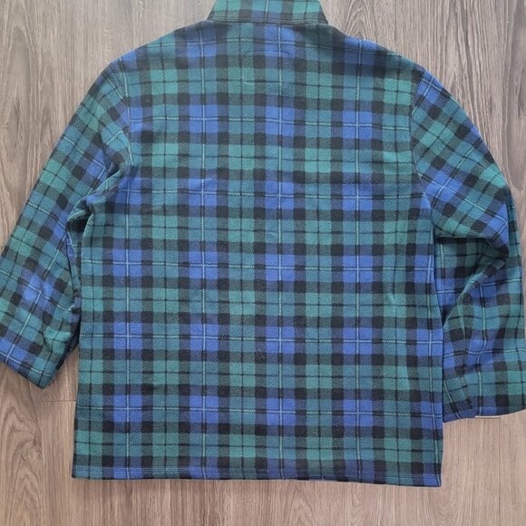 Chubbies Sweater Mens XL Blue Green Plaid Quarter Zip Fleece Pullover - Picture 3 of 8